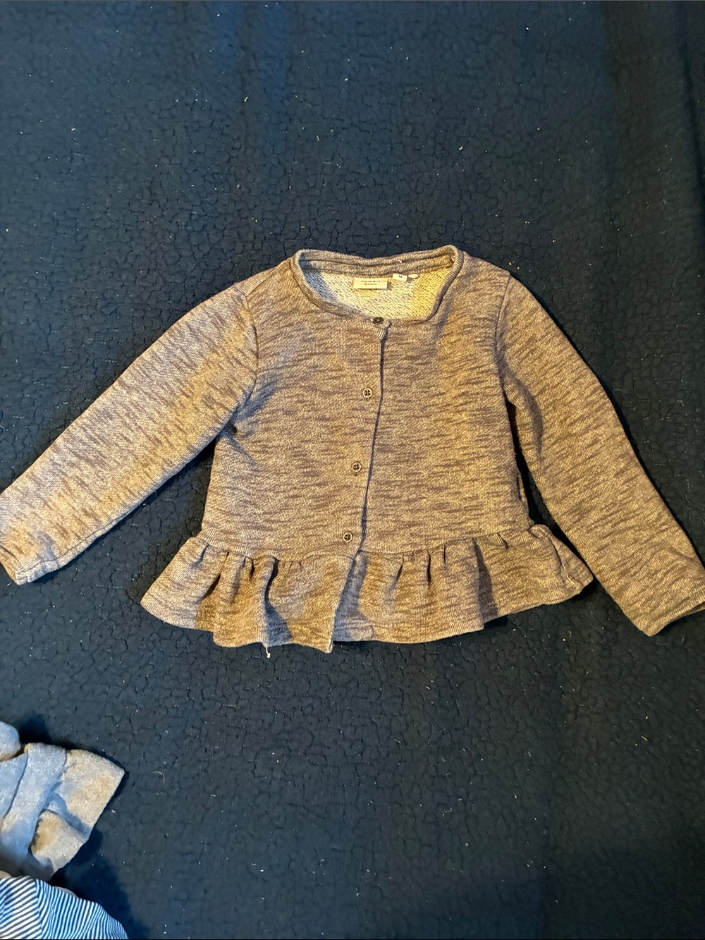 Name it Girls' Heathered Gray Peplum Cardigan - Kids Shirt & Top